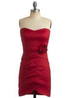 Eye Catching Elegance Dress   Red, Solid, Flower, Tiered, Party 