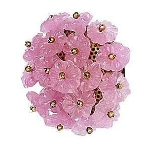  Opaque Pink Flower Beads Knob/Draw Pull