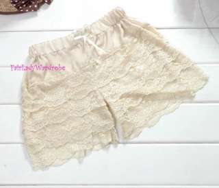Japan Tiered Layer Lace Bow Bloomer Slip Shorts Black  