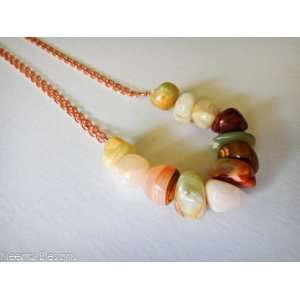 Double Chain Handmade Necklace. Italian Onyx with rose gold chain 