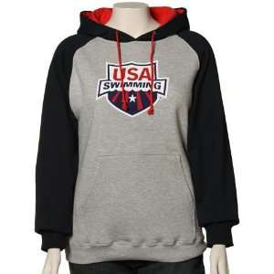  USA Swimming Ash Navy Blue Shield Raglan Hoody Sweatshirt 