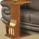   finish wood top and metal frame slide under sofa chair side table