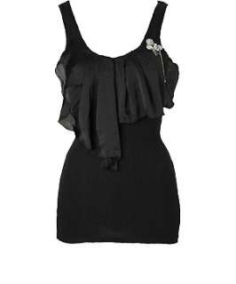 Black (Black) Frill Brooch Vest  203223501  New Look