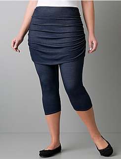 Denim knit skirt with attached capri leggings  Lane Bryant