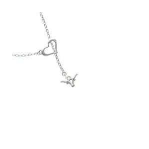  Mini Longhorn Head Outline Heart Lariat Charm Necklace 