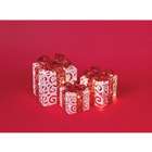   Holiday White/Red Lighted Christmas Gift Boxes   Clear Lights 7   12