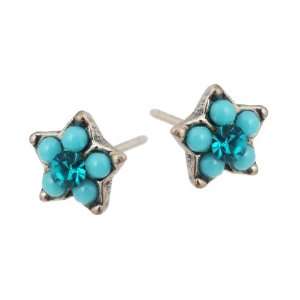  Michal Negrin Star Stud Earrings with Turquoise Swarovski 