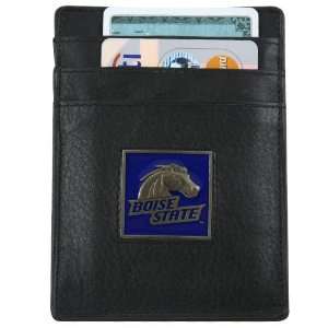  Boise State Broncos Black Leather Card Holder & Money Clip 