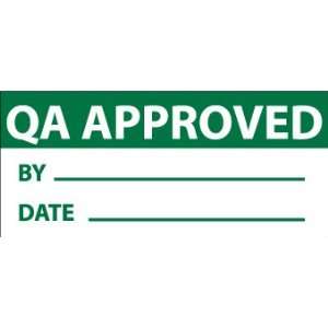 Inspection Label, Qa Approved, Grn/Wht, 1X2 1/4, Adhesive Vinyl (27 