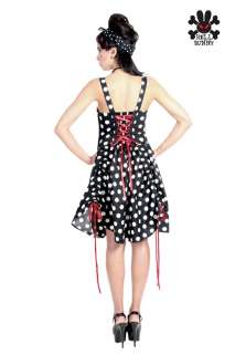 New HELL BUNNY Black Polka Dot Skippy Party Dress 10/S  