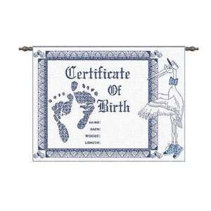 Birth Certificate Tapestry   Blue