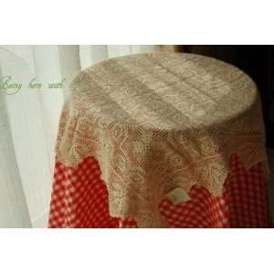  Vintage Hand Crochet off White square Cotton Table Cloth 