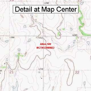 USGS Topographic Quadrangle Map   Allen SW, Kansas (Folded/Waterproof 