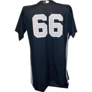  #66 Yankees 2010 Spring Training Game Used Road Navy Jersey (Silver 