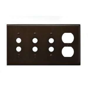   Rubbed Bronze 3 Push Button Switch 1 Duplex Outlet 4 Gang Switch Plate