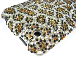 CHEETAH GOLD DIAMOND BLING CRYSTAL FACEPLATE CASE COVER APPLE iPHONE 