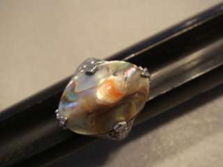 Sterling Silver Filigree Ladies Ring w/ Abalone Shell  