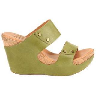 Womens KORK EASE Gwen Green Leather Shoes 