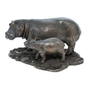  Hippo and Baby Hippo Sculpture