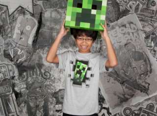 OFFICIAL LICENSED MINECRAFT CREEPER INSIDE GREY YOUTH T SHIRT YOUTH 