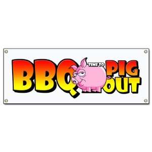  BBQ time to PIG OUT BANNER SIGN pork barbecue signs Patio 