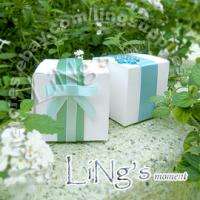 100 White Linen Wedding Favor Box Party Bomboniere Gift  