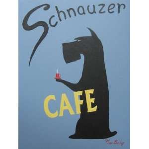  Schnauzer Cafe   Original Painting by Ken Bailey