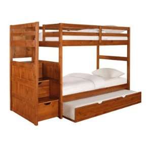  Ranch Cinnamon Twin/Twin Step Bunk Bed with Twin Trundle 