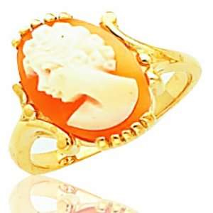    Ladiess 10K Yellow Gold Cameos Stone Masonic Ring Jewelry