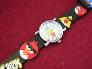 H1557~ Angry Birds 3D Wrist Watch Wristwatch ( Black )  
