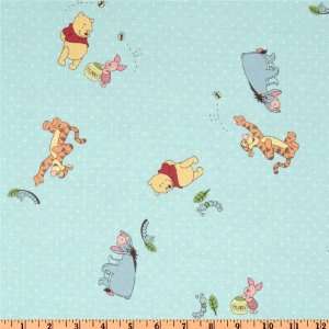  44 Wide Pooh Caterpillar And Bees Blue Fabric By The 