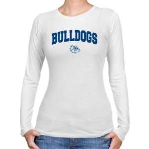  Gonzaga Bulldogs Ladies White Logo Arch Long Sleeve Slim 
