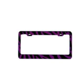  Automotive License Plate Frame Metal   Zebra Purple 