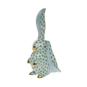 Herend Rabbit One Ear Up Green Fishnet