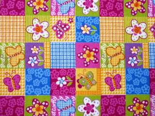 Patchwork Teppich bunt Spielteppich Kinderteppich Blumen Schmetterling 