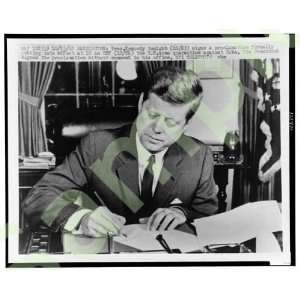  JFK signs proclamation, US arms quarantine against Cuba 