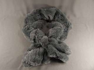 Grey Gray faux fur stretch scarf neck wrap warmer muffler collar pull 