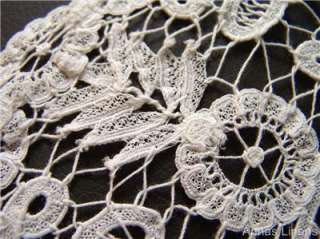 Antique Linen Tablecloth Princess Brussels Lace Trim  