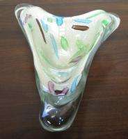 Italian Venetian Glass Trefoil Bowl by J.I. Co Mid Century Modern 