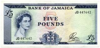Jamaica QEII Five Pounds Banknote 1960  