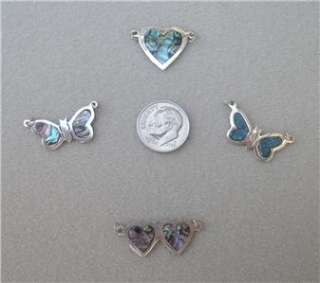 STERLING SILVER BUTTERFLY & HEART PENDANTS WITH ABALONE SHELL OR 