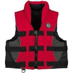  Mustang High Collar Water Sport Vest   Red/Carbon/Black 