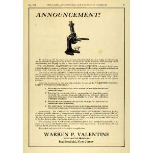 1922 Ad Valentine Compensating Fat Refractometer Scientific Supplies 