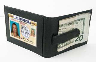   ID BATCH LEATHER Bi Fold MONEY CLIP Credit card Wallet ID HOLDER H 525