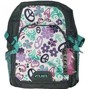  Girls Backpack Black and Teal with Peace Signs Bijoux Backpacks 