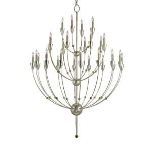 Currey and Company 9159 Paradox 28 Light Chandelier in Silver Granello 