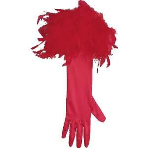  Gloves   With Feather Trim Red Accessory [Apparel 