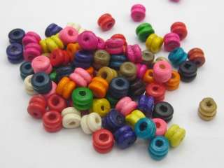 500 Mixed Colour 6X5mm Fluted Column Heishi Wood Beads  