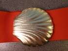 Vintage Accessories by Pearl Metallic Gold Shell Red Stretch Belt