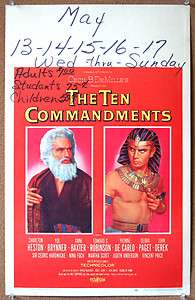 THE TEN COMMANDMENTS, 1956, U.S. window card, excel. cond., great 